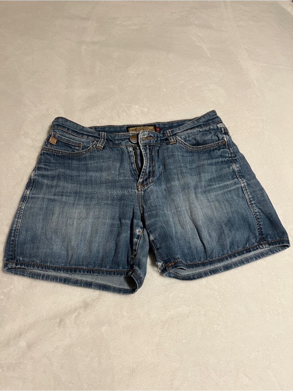 American Standard Dear John Modern Luxury Vintage Mid-Wash Denim Shorts - Blue